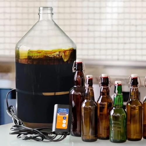 Fermentation Heater with Digital Thermostat – 11" x 6" Heating Pad for Carboys, Kombucha, Wine & Beer Brewing – Fits 1-3 Gallon Fermenters – Home Brew Belt with Temp Controller - size: 11” x 6” (With Thermostat)