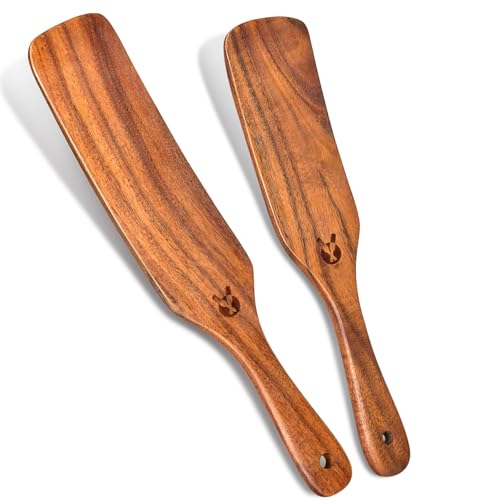 2Pcs Spurtles Kitchen Tools Wooden, Wooden Spurtle Spatula Set for Sourdough Starter, Natural from High Moist Resistance Teak, Kitchen Utensils for NonStick Cookware - size: 2PCS Wooden Spurtle