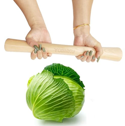 16"Heavy Cabbage Pounder Natural Beech Wood for Fermentation Crocks Sauerkraut pounder/Tamper Packing Down Fermented Foods like Kimchi - size: 16 Inch