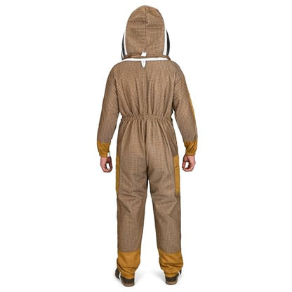 Beekeeping Suit Ventilated 3 Layer Ultra with Total Protection with Safety Fencing for Professional Beekeeping Supplies with Carrying Bag (BP-311-Brown)-XXL - color: Brown, size: 2XL