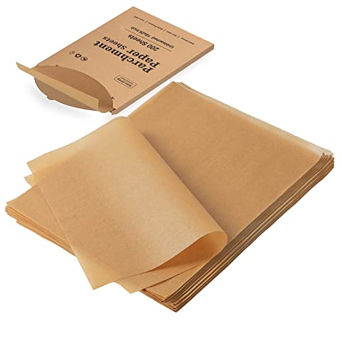 Katbite 200Pcs 18x26 inches Parchment Paper Sheets, Heavy Duty Unbleached Baking Paper, Pre-cut and Oil Proof Perfect for Steaming Cooking Bread Cake & Wrapping Foods - color: 18"x26"-200