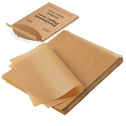 Katbite 200Pcs 18x26 inches Parchment Paper Sheets, Heavy Duty Unbleached Baking Paper, Pre-cut and Oil Proof Perfect for Steaming Cooking Bread Cake & Wrapping Foods - color: 18"x26"-200