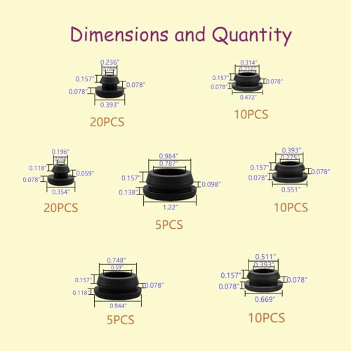 80PCS Silicone Hole Plugs Kit - 7 Sizes (1/4" 5/16" 3/8" 1/2" 3/16" 3/4" 1") - Snap Locking Round Hole Plugs Grommets for Automotive Hole Caps Drain Plugs Bottle Stoppers, Furniture etc. (Black) - color: Black