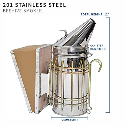 VIVO Large Stainless Steel Bee Hive Smoker, BEE-V001L | Heat Shield, Beekeeping Equipment, Tool Kit - size: Large