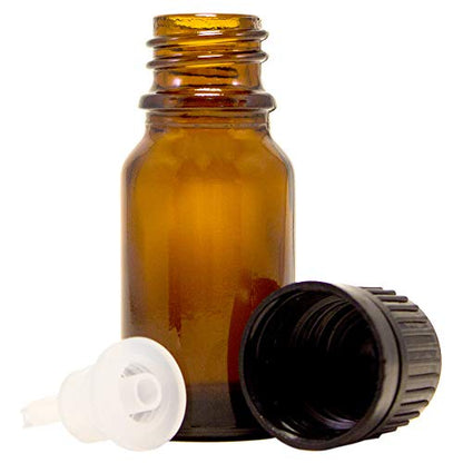10 ml (1/3 fl oz) Amber Glass Bottle with Euro Dropper (12 Pack) - color: Amber, size: 0.33 Fl Oz (10 ml)