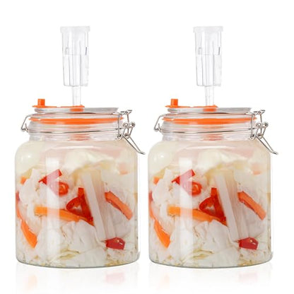 0.6 Gallon Fermentation Jars with Airlocks, 2 Pack Glass Kit | Perfect for Sauerkraut, Kimchi, Kombucha and Pickles - size: 0.6 Gallon