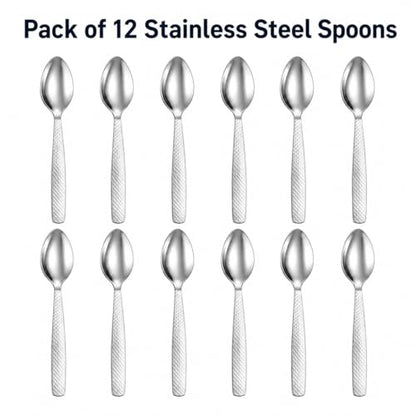 Stainless Steel TEA/COFFE AND Spice Box Spoons Set of 12 (Silver) (Small Tea spoon) - size: Small Tea spoon