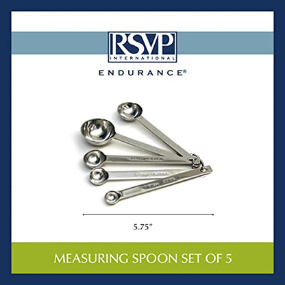 RSVP International Endurance Measuring Spoons, Round, Stainless Steel