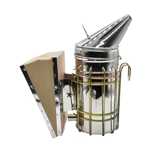 Good Land Bee Supply GLSMKR2 Beekeeping Beehive Smoker Stainless Steel w/Heat Shield & 3 Chinese Mugwort