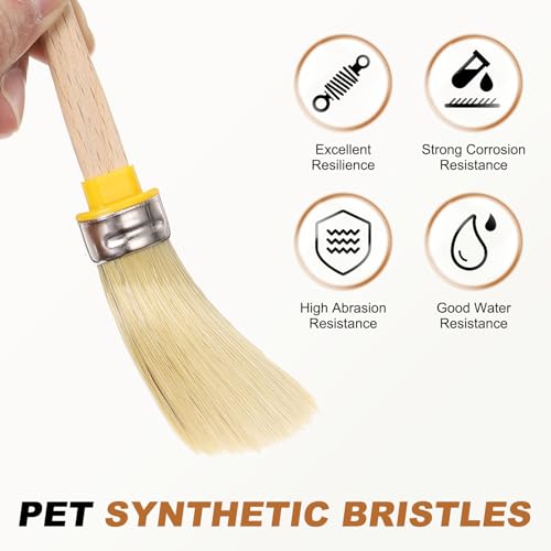 uxcell 5 Pcs Wax Paint Brushes, 2 x 0.7 Inch Chalk Stencil Brush, Oval PET Fiber Bristle with Wood Handle, Painting Tool for Furniture DIY Home Decor Art Crafts, Yellow - size: 2 x 0.7 Inch