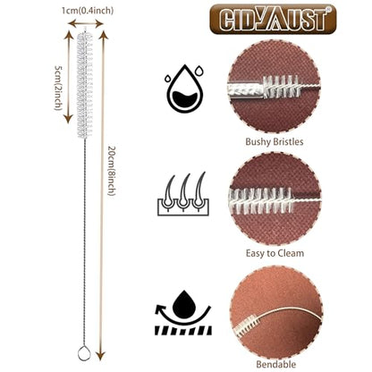 ClDYAUST Straw Cleaner Brush for Stanley Cup, Straw Cleaning Brush by 304 Stainless Steel and Nylon Bristles, Straw Brush for Baby Bottles, Glass/Silicone Straws or Hummingbird Feeders.