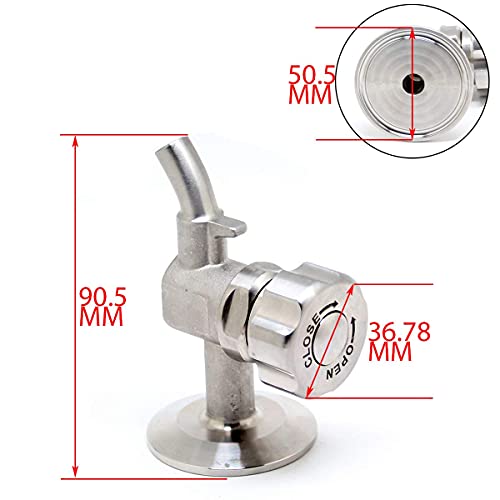 QiiMii 1.5'' SS304 Stainless Sampling Valve Beer Sampling Valve Clamp End, 2 Pack - size: 2 Pack