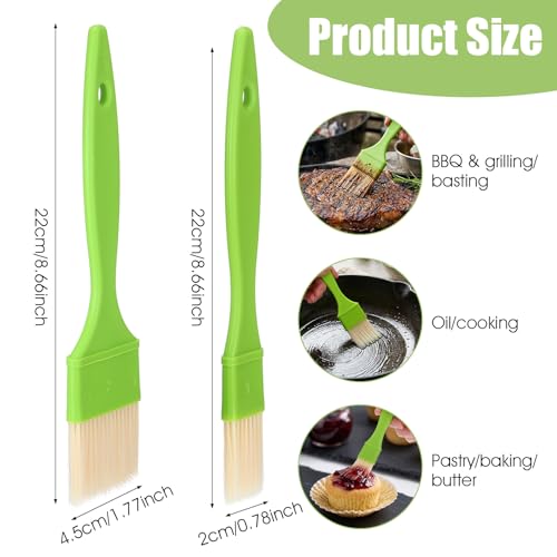 4pcs Pastry Brush Set, 1/1/2/2 inch Natural Bristle Basting Pastry Paint Brush with Hang Hole Design Premium BBQ Heat Resistant Brushes for Cooking Baking Brushes Oil Grilling Marinade