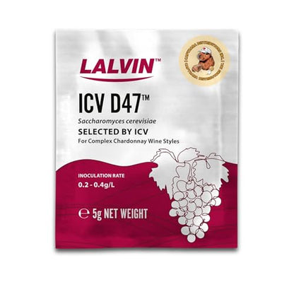Lalvin D47 Wine Yeast (10 Pack) - Sold by CAPYBARA Distributors Inc. | Make Wine Cider Mead Kombucha At Home, 5 g Sachets, Saccharomyces cerevisiae