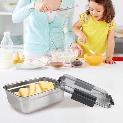 Cheese Container for Refrigerator,Cheese Stainless Steel Container with Lids,Deli Meat Saver, Non Toxic Airtight Storage Container for Stackable Sliced Grated,Shredded,Cheddar Cheeses Holder-Small - size: Small