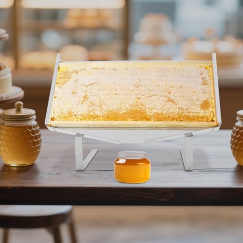 Honeycomb Frame Display Stand, 15.75" x 8.66" Height Adjustable Stainless Steel Honey Uncapping Holder, Beehive Frame Uncapping Tray for Beekeeping Restaurants Bakeries Catering