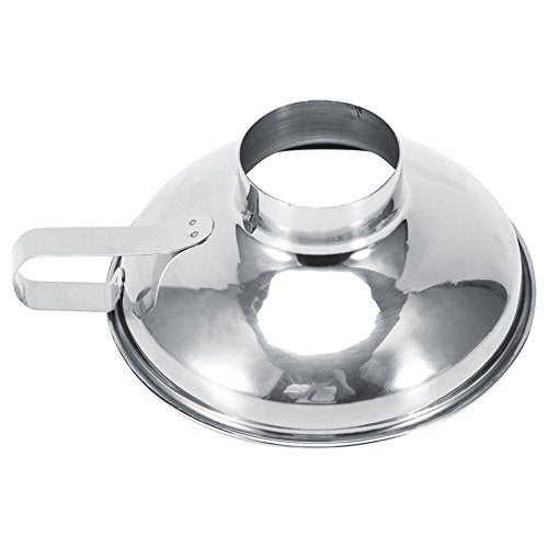 Stainless Steel Wide Mouth Funnel Rust Resistant Canning Funnel Kitchen Cooking Jars Funnel with Handle for Liquids and Solids (S)