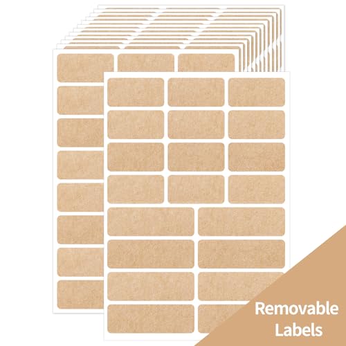 Kraft Label Stickers Removable Writable Gift Labels, Self-Adhesive Brown Labels for Essential Oil Bottle, Jars, Food Storage or Gift Decoration (2 Size, 300 Sheet) - color: Kraft, size: 1 x 2 inches, 1 x 3 inches Set