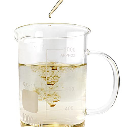 QWORK Beaker with Handle, 1000ml/33.81oz Measuring Cup, Borosilicate Glass,Beaker Mug with Pouring Spout - size: 1000 ml