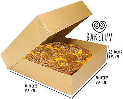 BAKELUV Pie Boxes 10x10x2.5 Inch | Brown / 12 pcs/Auto-Popup | Bakery/Pastry/Treats/Cookies/Cheesecake/Cake/Muffins/Donuts - color: Brown, size: 12
