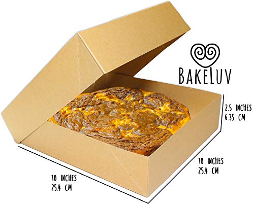 BAKELUV Pie Boxes 10x10x2.5 Inch | Brown / 25 pcs/Auto-Popup | Bakery/Pastry/Treats/Cookies/Cheesecake/Cake/Muffins/Donuts - color: Brown, size: 25