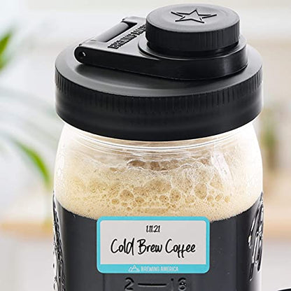 Mason Jar Lids Wide Mouth Plastic 4 pack-USA Made-Flip Cap Screw Top Pour Spout Drink Hole - Leak-proof for Ball, Kerr, Azure Canning Jars - Airtight for Drinks to Go and Controlled Pouring - Black - color: Black