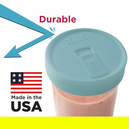 Wide-Mouth Mason Jar Drink Lid - USA Made, BPA-Free, Spill-Resistant for Coffee, Cold Brew & Iced Tea - Fits 3 3/8 in Ball & Kerr Wide Mouth - Pack of 2 - color: Seafoam