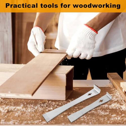 2Pcs Stainless Steel Pry Bar Scraper Set with Gloves, 6.69" and 10" Flat Pry Bar Trim Puller, Baseboard Removal Tool Nail Puller Carpentry Tools Beekeeping Hive Scraper