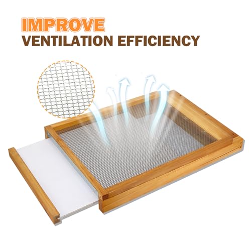 10 Frame Beehive Screened Bottom Board,Langstroth Bee Hive Pre-Coated with Beeswax,Include Entrance Reducer - size: 10 Frame
