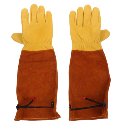 Sewroro Puncture Resistant Gardening Gloves Long Sleeve Cowhide Leather Work Gloves for Rose Pruning and Thorn Protection Heavy Duty for Outdoor Planting and Beekeeping