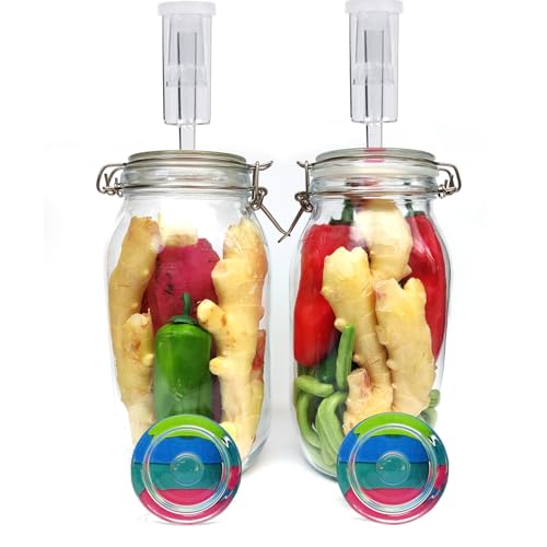 2L Fermentation Jar 2 Pack Fermentation kit with Fermenting Weights and Airlocks Pickle Jar for Fermenting,Pickling,Canning,Mead Making (2 Liter)