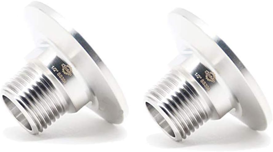 QiiMii 1.5" Tri Clamp Tri Clover Fittings to NPT 1/2" Male Thread Adaptor SS304, 2 pack - size: TC 50.5 x 1/2" (2 pack)