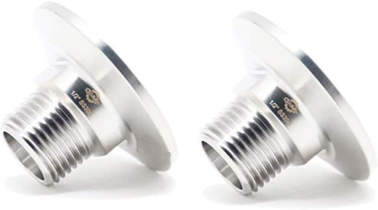 QiiMii 1.5" Tri Clamp Tri Clover Fittings to NPT 1/2" Male Thread Adaptor SS304, 2 pack - size: TC 50.5 x 1/2" (2 pack)