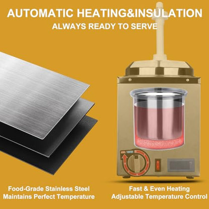 Cheese Warmer Dispenser with Thermometer,Nacho Cheese Warmer with 2.8Qt Capacity with Temperature Indicator,Electric Hot Fudge Dispenser,86-194 F for Hot Fudge Cheese Caramel