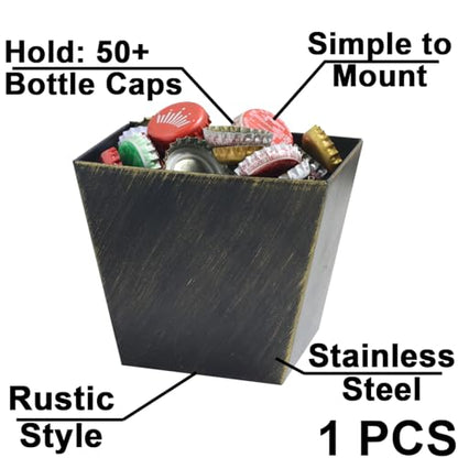 Antique Bronze Beer Cap Catcher Wall Mounted Soda Bottle Cap Bucket Stainless Steel Narrow - color: Antique Bronze