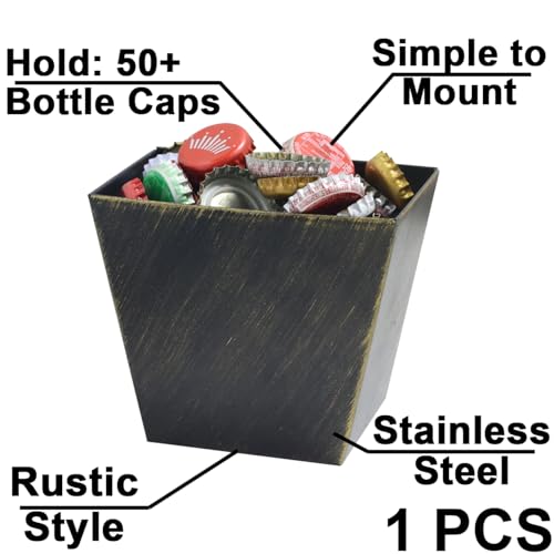 Antique Bronze Beer Cap Catcher Wall Mounted Soda Bottle Cap Bucket Stainless Steel Narrow - color: Antique Bronze