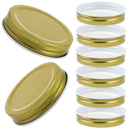 Kisangel 8pcs Metal Bee Feeder, Mason Jar Honey Dipper Lids Replacement Bee Water Dispenser Caps for Beekeeping Supplies