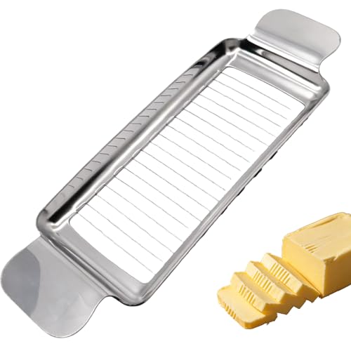NOVANO Stainless Steel Cheese & Butter Slicer | Multipurpose Food Slicer, Ergonomic Handle Design, Uniform Slicing, Portable Grip