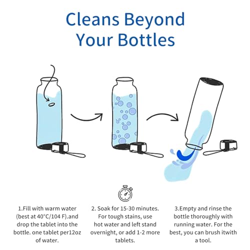 NATRUTH Water Bottle Cleaning Tablets 20 Tablets Effectively Removes Tough Stains and Odors Bottle Clean Tablet Individually Packed for All Stainless Steel, Plastics and Glass Drinking Containers - size: 20 Count (Pack of 1)