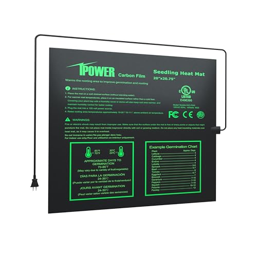 iPower Durable Waterproof Seedling Heat Mat 20"x20.75", Warm Hydroponic Heating Pad for Germination, Indoor Gardening, Greenhouse - size: 20" x 20.75", style: Upgraded Carbon Film