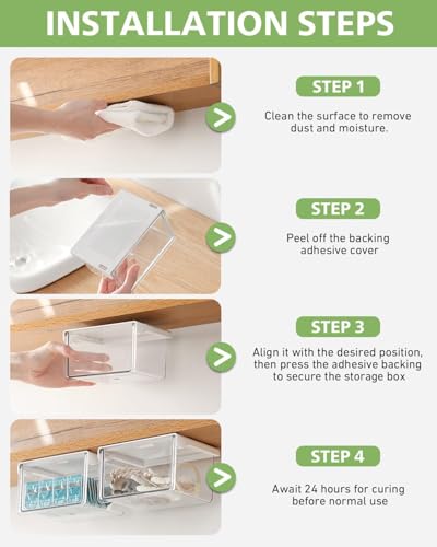 BALUCA Small Clear Stackable Storage Drawers – 33° Angled Acrylic Makeup Organizer for Vanity, Undersink & Kitchen Cabinets | Multi-Purpose Plastic Storage Bins & Drawer Organizer Bins (Large) - size: Large
