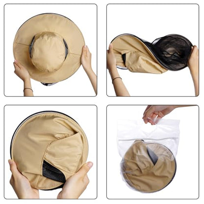 Sucrain Mosquito Head Net Hat Sun Hat Garden Bug Hat with Hidden Net Mesh for Outdoor Gardening Beekeeping - color: Yellow
