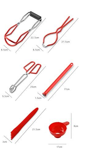 Zoofen Canning Kit 6 Pcs Home Canning Supplies Equipment Includes Funnel for Wide Mouth, Jar Lifter, Jar Wrench, Lid Lifter, Jar Tongs and Bubble Popper