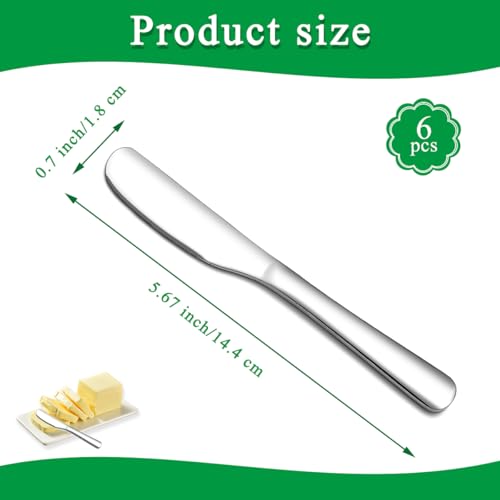 HOMQUEN Stainless Steel Butter Knife, Butter Spreader, Butter Knives, Butter Spreader Knife for Kitchen Restaurant Party, Kitchen Gadgets, Set of 6