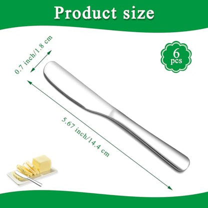 HOMQUEN Stainless Steel Butter Knife, Butter Spreader, Butter Knives, Butter Spreader Knife for Kitchen Restaurant Party, Kitchen Gadgets, Set of 6