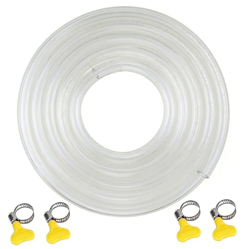 10ft Clear PVC Beer Line Tubing, 3/16" ID x 7/16" OD, Food Grade Kegerator Hose with 4 Hose Clamps, Flexible Draft Beer Line for Homebrew, Bar, Kegerator, Beverage Dispensing Systems(Clear, 10 Foot) - color: Clear, size: 10 Foot
