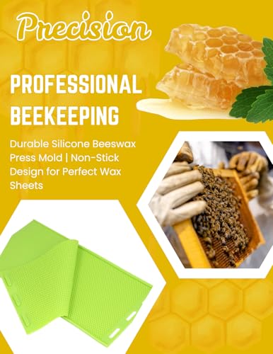 Silicone Beeswax Sheet Mold Press for Foundation Reusable Non-Stick Bee Wax Sheet Mold for Candle Making and Beekeeping Tools (2-Pack)