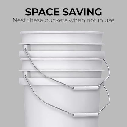 3.5-Gallon White Bucket Pail Container with Lid | Food Grade | Heavy-Duty Approx 90 MIL Extra Durable | Metal Handles with Plastic Grip | Multi-Use | Easy Stack and Store | BPA Free - 3 Pack - color: White - 3.5 Gallon, size: 3 Packs