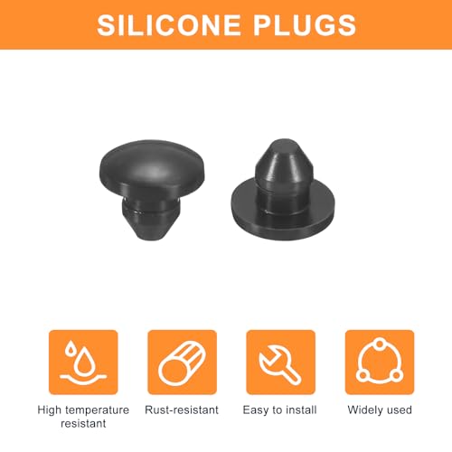 uxcell 25Pcs Silicone Plugs, Rubber Round Snap in Locking Hole Plugs for 3.5-4mm Hole, Hole Stoppers Waterproof Hole Plug for Metal Tube, Furniture End Caps Inserts, Black - size: 3.5-4mm