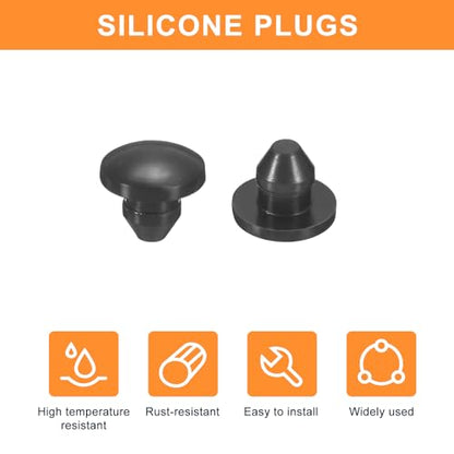 uxcell 25Pcs Silicone Plugs, Rubber Round Snap in Locking Hole Plugs for 3.5-4mm Hole, Hole Stoppers Waterproof Hole Plug for Metal Tube, Furniture End Caps Inserts, Black - size: 3.5-4mm